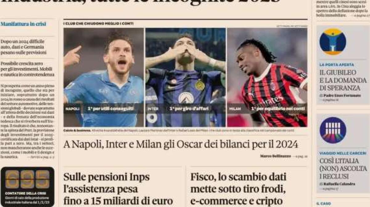 IlSole24Ore: "Oscar dei bilanci 2024 a Napoli, Inter e Milan" - 
