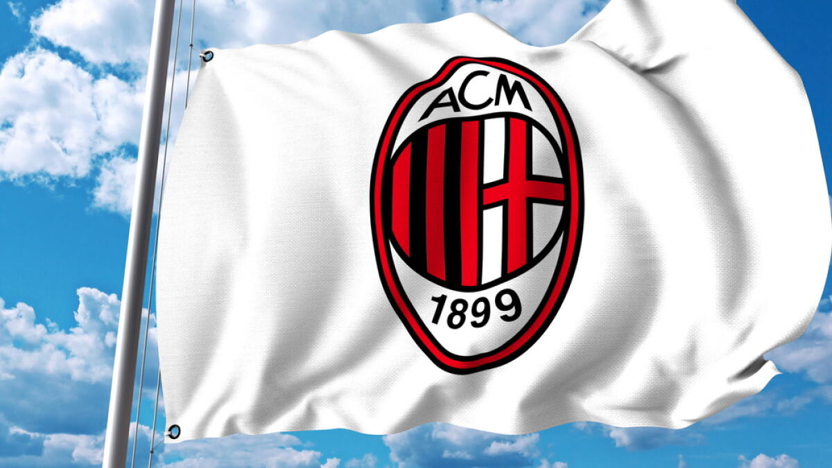 Milan Futuro, Bonera ad un passo dall'esonero. Arriva Oddo? - Waving flag with AC Milan football club logo. Editorial 3D