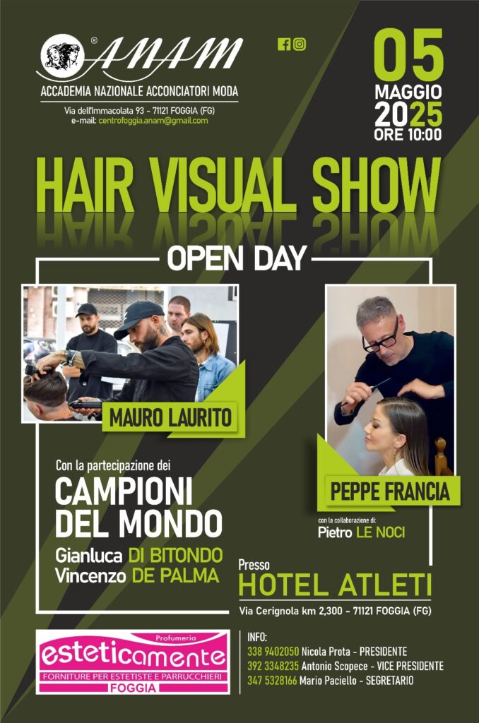 Foggia: L'ANAM organizza l'Air visual Show, open day dedicato agli addetti ai lavori dell'Hair Styling