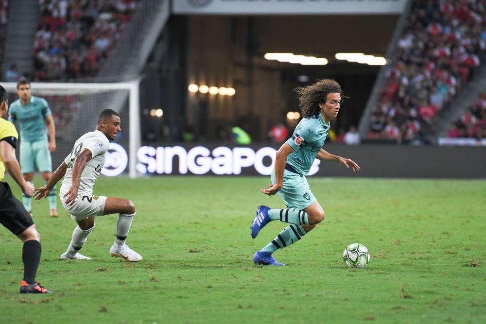 Kallang-Singapore-28Jul2018:Matteo guendouzi #29 Player of arsenal in action during icc2018 between arsenal against at paris saint-german at national stadium,singapore