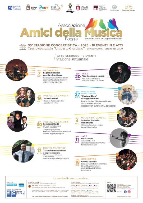 Al via a Foggia il secondo atto della 55esima stagione degli “Amici della Musica”