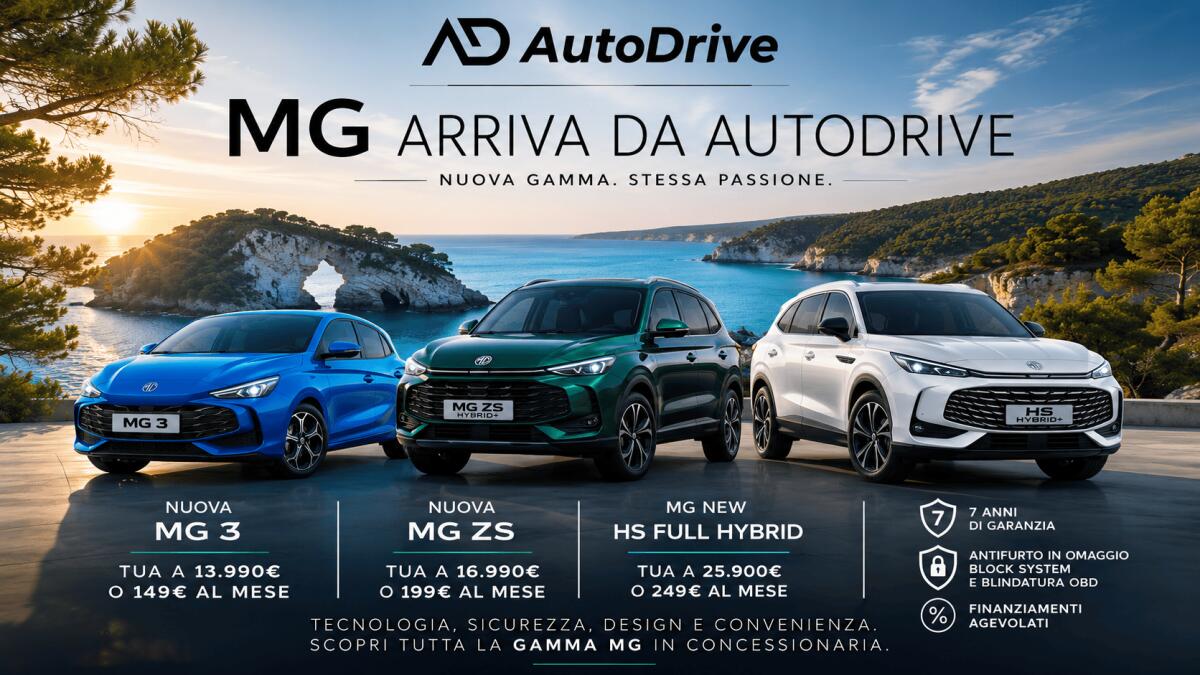 MG arriva da Autodrive: il marchio britannico sbarca a Manfredonia con offerte di lancio dedicate ai primi 10 clienti - 