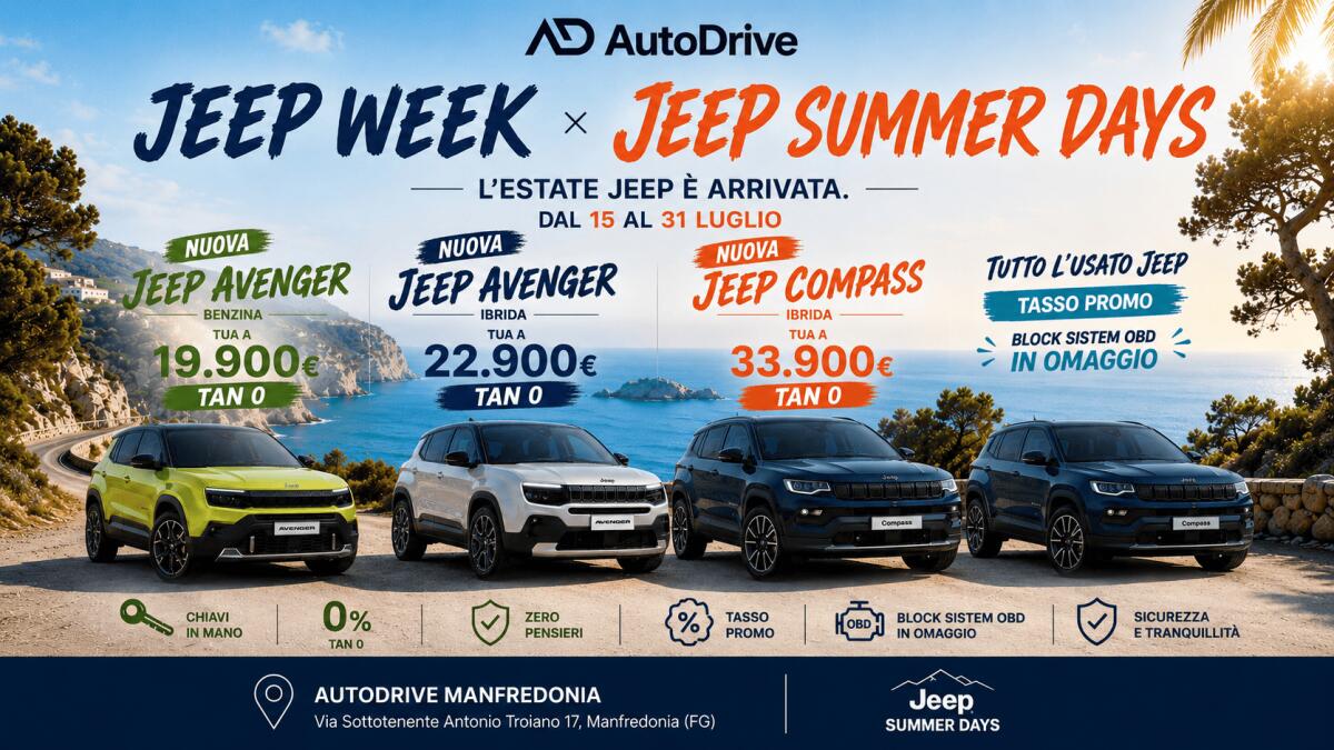 Jeep Week e Jeep Summer Days: da Autodrive arriva l’estate delle grandi occasioni Jeep - 