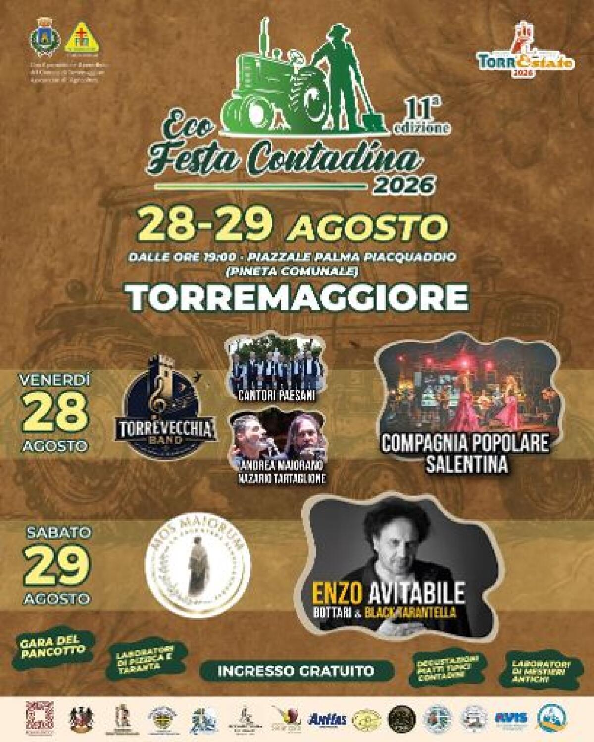 Torremaggiore, Eco Festa Contadina 2026, ci siamo quasi: Enzo Avitabile, Bottari e Black Tarantella per il gran finale - 